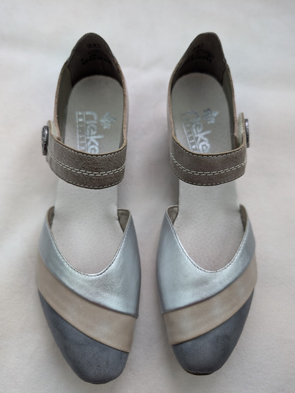 Rieker Women's Shoes Antistress Mary Jane Comfort Leather Metallic EU 39 US 8.5